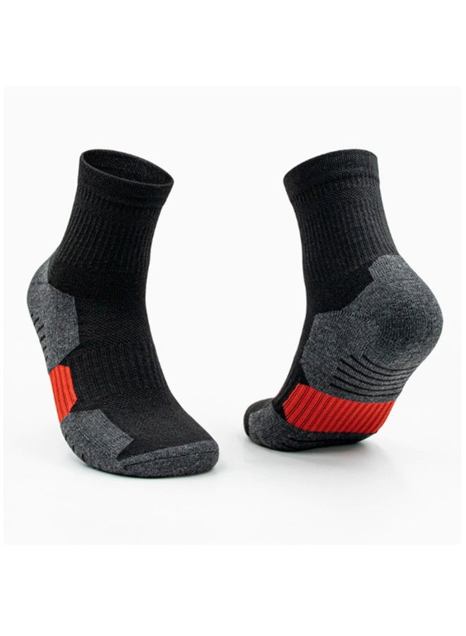 6 أزواج من الجوارب الرياضية الطويلة السميكة، قابلة للتهوية، باللون الأسود مع الأحمر - Image 2